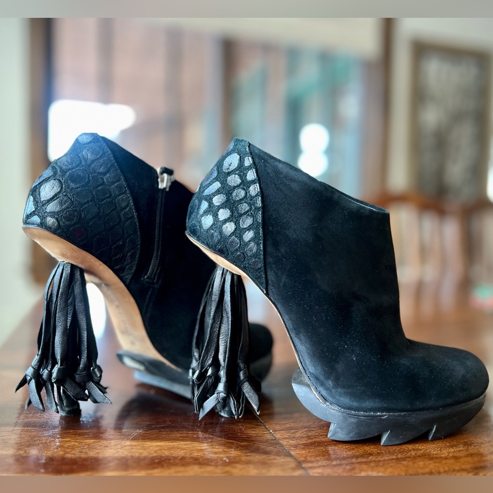 CAMILLA SKOVGAARD tassel high heel short boots bootie designer leather shoes